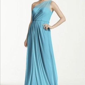 David’s Bridal Blue Bridesmaid Dress Evening Gown
